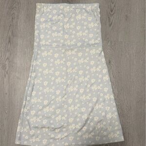 Djerf Avenue Strapless Light Blue Dress with White Floral Print